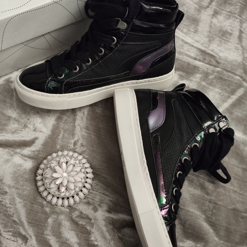 SOLD🎉High Top Leather Holographic Sneaker
